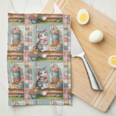 Linge De Cuisine Porch Kitty Floral Patchwork Scene (Quart Plié)
