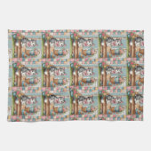 Linge De Cuisine Porch Kitty Floral Patchwork Scene (Horizontal)