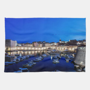 Linge De Cuisine Port et murs de Dubrovnik illuminés la nuit