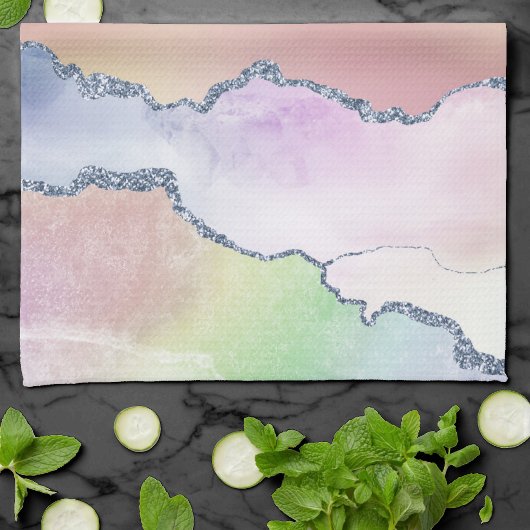Linge De Cuisine Porte de pêche | Pretty Soft Pastel Aquarelle Ombr