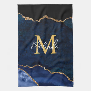 Linge De Cuisine Porte en marbre bleu et or de la Marine