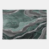 Linge De Cuisine Porte en marbre noir foncé Glam en argent #1 (Horizontal)