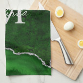 Linge De Cuisine Porte en marbre vert et argent (Quart Plié)