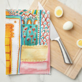 Linge De Cuisine Porte Peacock Rajasthan Aquarelle Inde (Quart Plié)