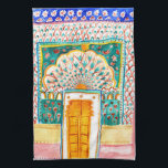 Linge De Cuisine Porte Peacock Rajasthan Aquarelle Inde<br><div class="desc">Peinture aquarelle inspirée des portes paons de l'Inde. Main peinte par moi pour toi. Décorez votre cuisine avec cette serviette cool. Fait un grand ménage ou cadeau d'anniversaire! Vous pouvez le customiser et ajouter du texte. Consultez ma boutique pour trouver beaucoup plus de couleurs et de motifs plus des trucs...</div>