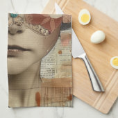 Linge De Cuisine Portrait d'art en collage multimédia (10) (Quart Plié)