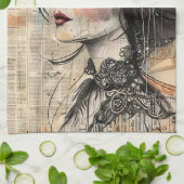 Linge De Cuisine Portrait d'art en collage multimédia (2) (Plié)