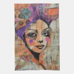 Linge De Cuisine Portrait d'art en collage multimédia (5)