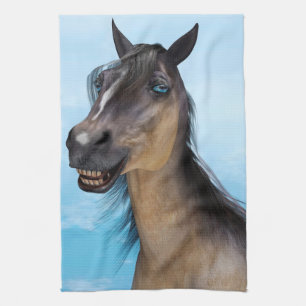 Linge De Cuisine Portrait d'art humoristique de cheval souriant
