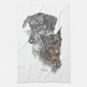 Linge De Cuisine Portrait de deux Dobermans (Vertical)