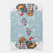 Linge De Cuisine Portrait de famille de chats dans la neige (Vertical)