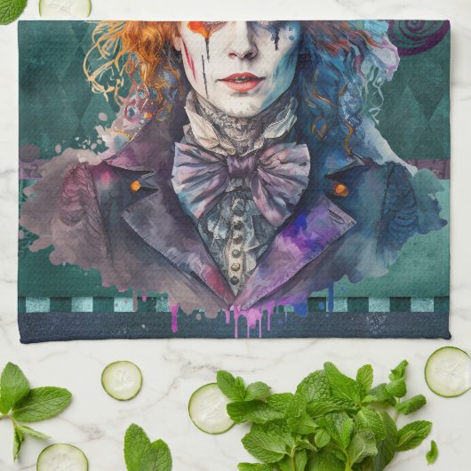 Linge De Cuisine Portrait de l'aquarelle de Hatter Mad (Plié)