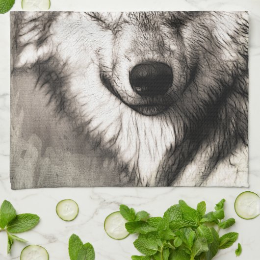 Linge De Cuisine Portrait de loup (Plié)