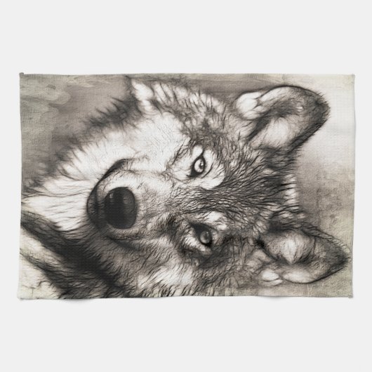 Linge De Cuisine Portrait de loup (Horizontal)
