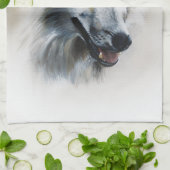 Linge De Cuisine Portrait de loup blanc (Plié)