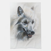 Linge De Cuisine Portrait de loup blanc (Vertical)