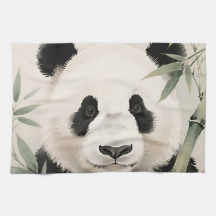 Linge De Cuisine Portrait de Panda Géant en Bambou