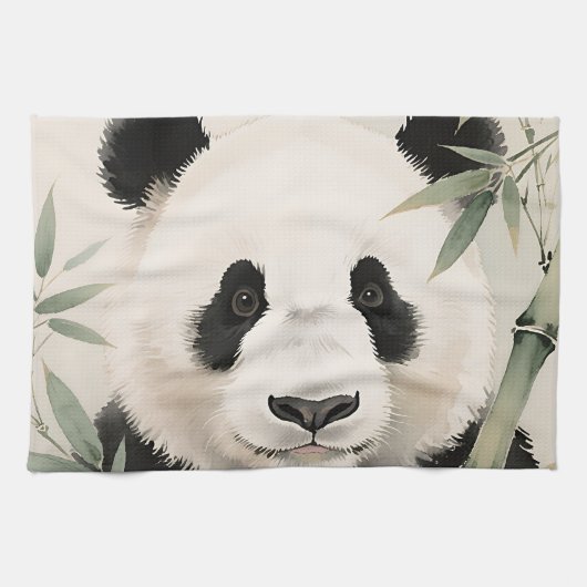 Linge De Cuisine Portrait de Panda Géant en Bambou (Horizontal)