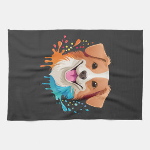 Linge De Cuisine Portrait d'un chien mignon avec des couleurs fluid