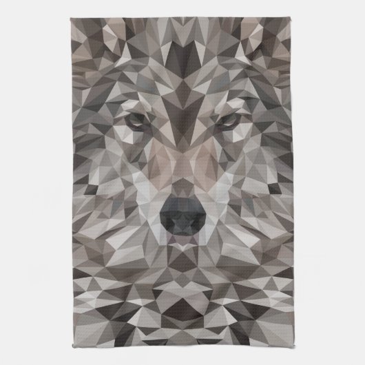 Linge De Cuisine Portrait géométrique Wolf Lone (Vertical)