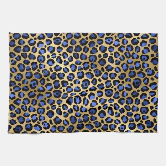 Linge De Cuisine Ports Leopard Gold & Royal Blue Glam Imprimer (Horizontal)