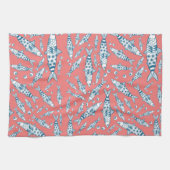 Linge De Cuisine Portugais Lisbonne Sardines Motif Azulejos rose (Horizontal)