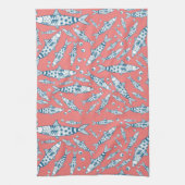 Linge De Cuisine Portugais Lisbonne Sardines Motif Azulejos rose (Vertical)