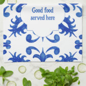 Linge De Cuisine Portuguese Blue Tile central round medallion (Plié)