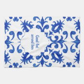 Linge De Cuisine Portuguese Blue Tile central round medallion (Horizontal)