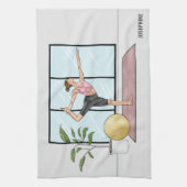 Linge De Cuisine Pose du danseur Yoga Natarajasana Nom personnalisé (Vertical)