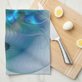 Linge De Cuisine Position, Abstrait bleu turquoise fractal (Quart Plié)