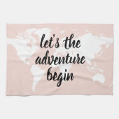Linge De Cuisine Positive rose Commençons l'aventure Carte du Monde (Horizontal)