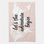 Linge De Cuisine Positive rose Commençons l'aventure Carte du Monde (Vertical)