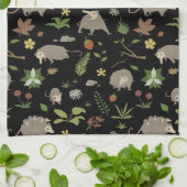 Linge De Cuisine Possum dans un champ de Berry en noir (Plié)