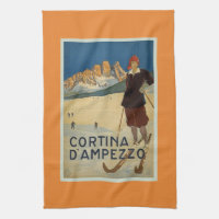 Poster Cortina D'Ampezzo sur le ski Vintage