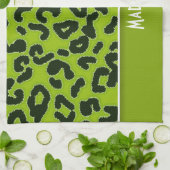 Linge De Cuisine Poster de animal Apple Green Leopard ; Personnalis (Plié)