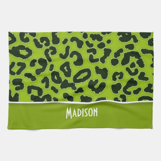 Linge De Cuisine Poster de animal Apple Green Leopard ; Personnalis (Horizontal)