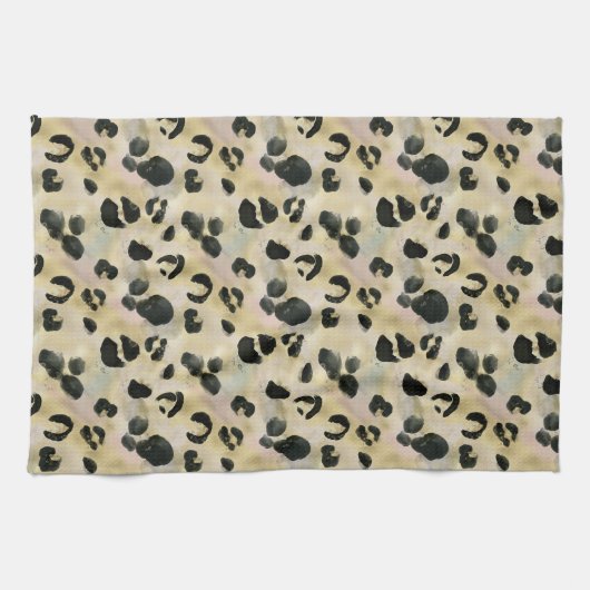 Linge De Cuisine Poster de animal Cheetah Noir, Or (Horizontal)