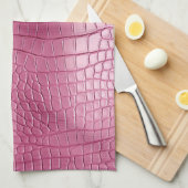 Linge De Cuisine Poster de animal d'alligator rose Faux (Quart Plié)