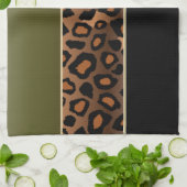 Linge De Cuisine Poster de animal de léopard de vert olive et de (Plié)