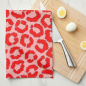 Linge De Cuisine Poster de animal léopard rouge moderne (Quart Plié)