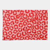 Linge De Cuisine Poster de animal léopard rouge moderne (Horizontal)