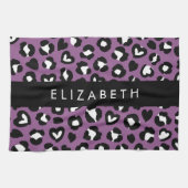 Linge De Cuisine Poster de animal, Léopard Violet, Coeurs, Votre No (Horizontal)