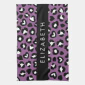 Linge De Cuisine Poster de animal, Léopard Violet, Coeurs, Votre No (Vertical)