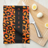 Linge De Cuisine Poster de animal orange lumineux de léopard (Quart Plié)