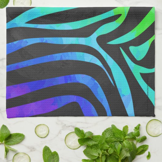 Linge De Cuisine Poster de animal Rainbow et Black Zebra tendance s (Plié)