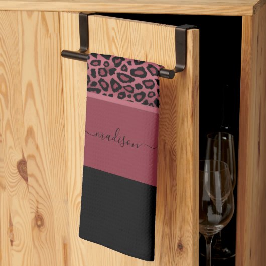 Linge De Cuisine Poster de animal rose Gold et Black Leopard (Pliage en tiers)