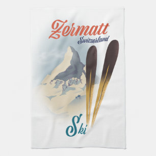 Linge De Cuisine poster de ski vintage Zermatt Suisse
