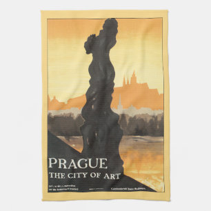 Linge De Cuisine Poster du Vintage voyage de Prague City Art