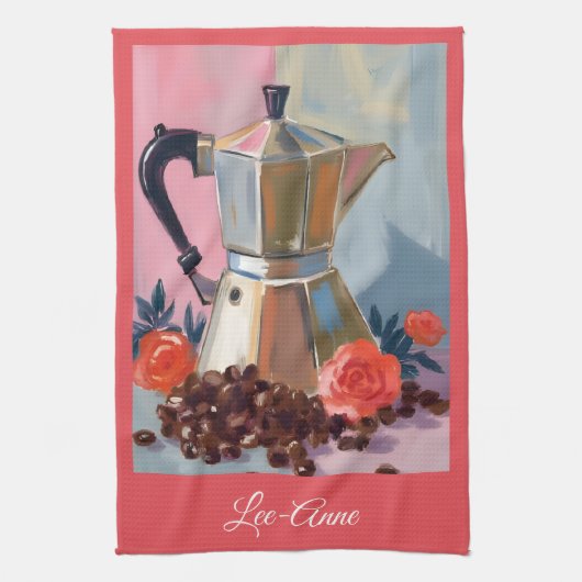 Linge De Cuisine Pot à expresso aquarelle Art (Vertical)